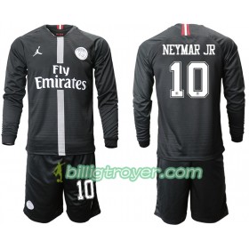 Billige Fotballdrakter Paris Saint-Germain NEYMAR JR 10 Jodan Svart Barn Tredjedraktsett 2018/19 Langermet